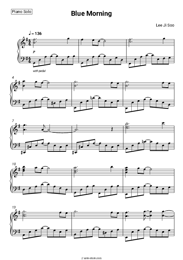 Blue Morning - Lee Ji Soo Piano Sheet Music - Piano.Solo
