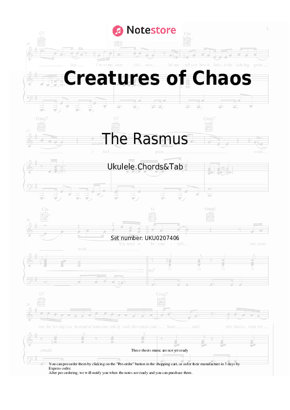 Creatures of Chaos - The Rasmus Ukulele Sheet Music - Ukulele.Chords&Tab
