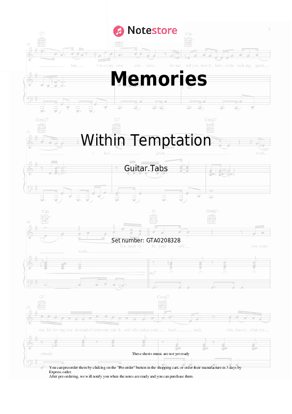 Memories - Within Temptation Tabs - Guitar.Tabs