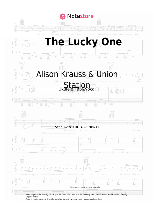The Lucky One - Alison Krauss & Union Station Sheet Music - Ukulele.Tab&Vocal