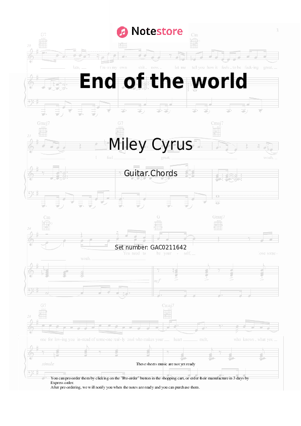 End of the world - Miley Cyrus Chords - Guitar.Chords