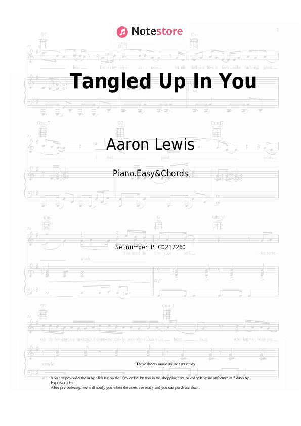 Tangled Up In You - Aaron Lewis Sheet Music Easy and Chords - Piano.Easy&Chords