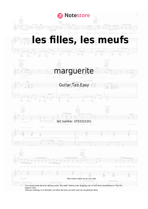 les filles, les meufs - marguerite Tabs Easy - Guitar.Tab.Easy