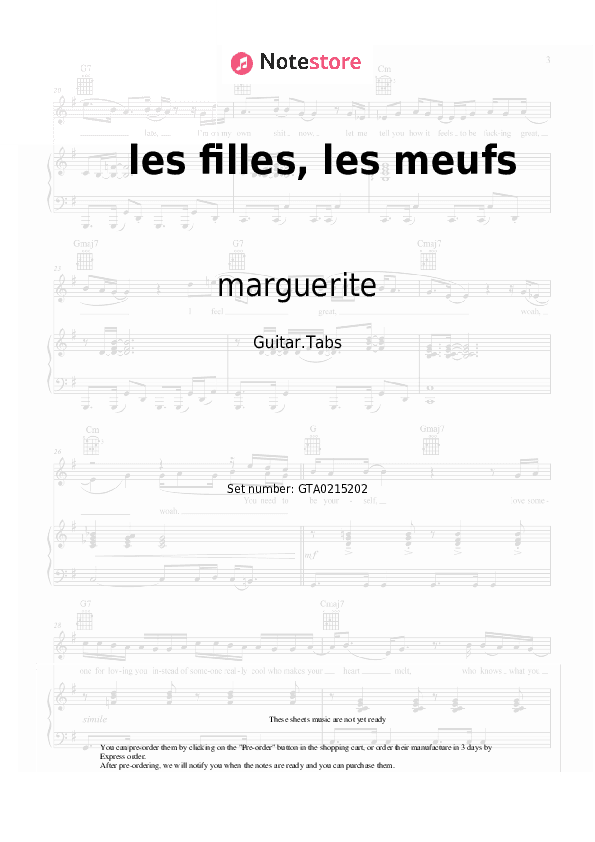 les filles, les meufs - marguerite Tabs - Guitar.Tabs