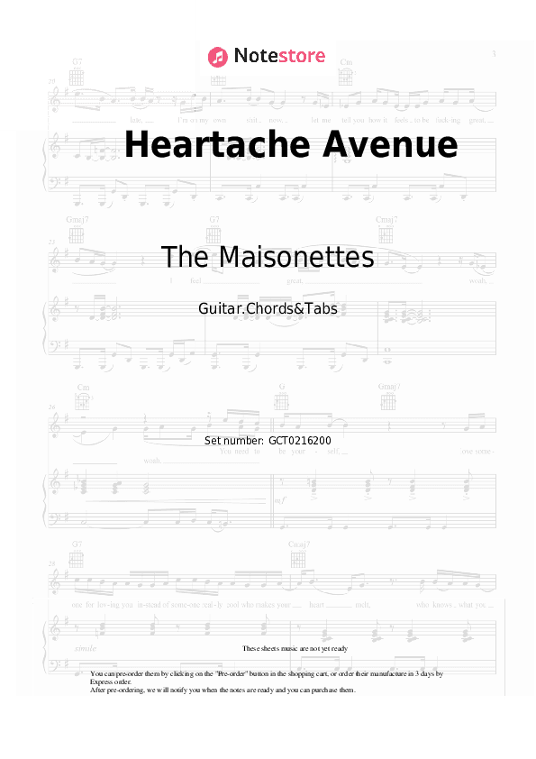 Heartache Avenue - The Maisonettes Chords and Tabs - Guitar.Chords&Tabs