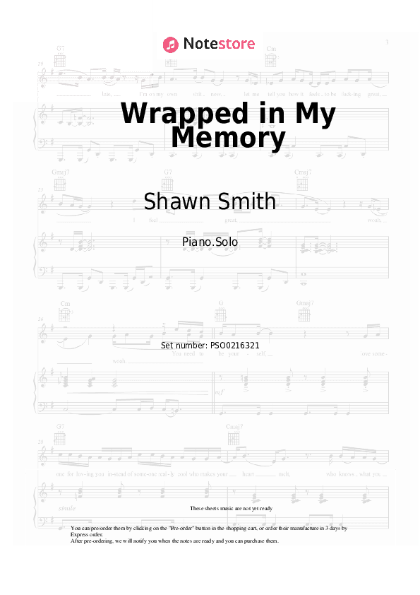 Wrapped in My Memory - Shawn Smith Piano Sheet Music - Piano.Solo