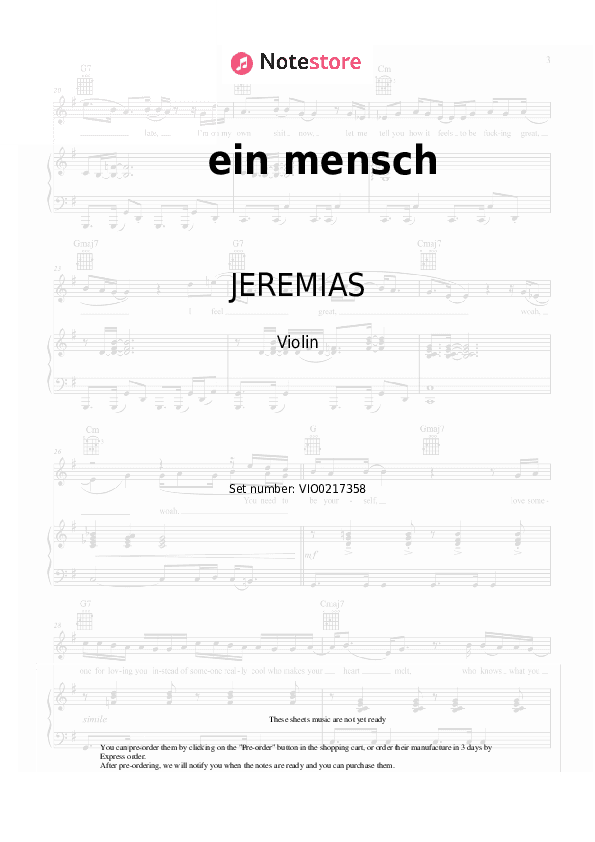 ein mensch - JEREMIAS Violin Sheet Music - Violin
