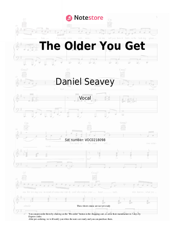 The Older You Get - Daniel Seavey Vocal Sheet Music - Vocal