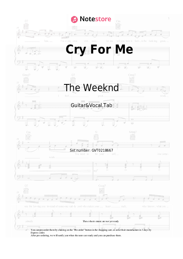 Cry For Me - The Weeknd Chords and Voice - Guitar&Vocal.Tab