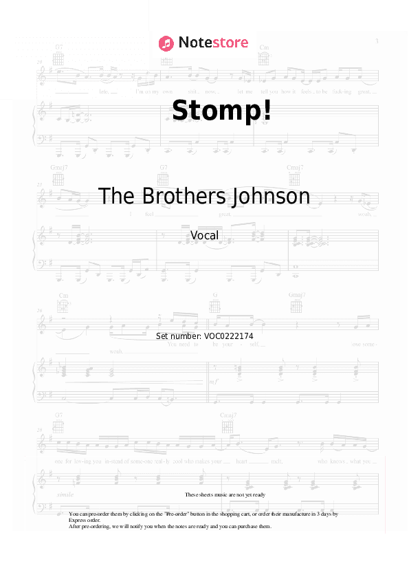 Stomp! - The Brothers Johnson Vocal Sheet Music - Vocal