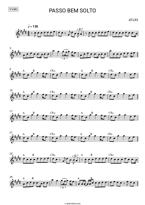 PASSO BEM SOLTO - ATLXS Violin Sheet Music - Violin