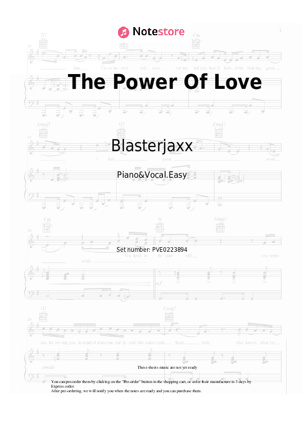 The Power Of Love - Blasterjaxx Piano Sheet Music Easy and Vocal - Piano&Vocal.Easy