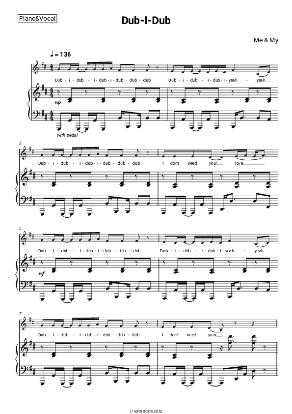 Dub-I-Dub - Me & My Piano Sheet Music with the Voice part - Piano&Vocal