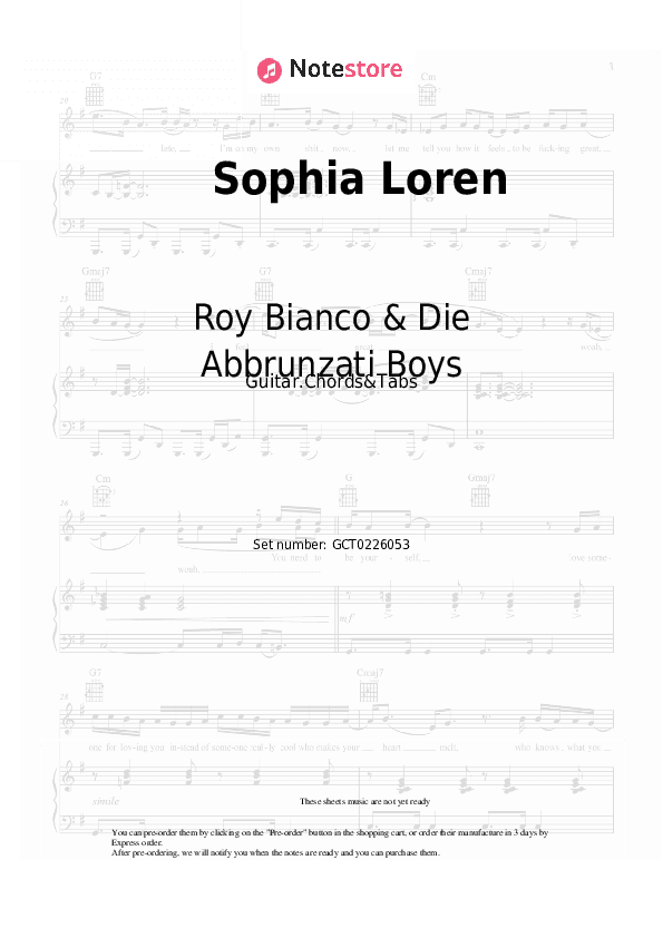Sophia Loren - Roy Bianco & Die Abbrunzati Boys Chords and Tabs - Guitar.Chords&Tabs