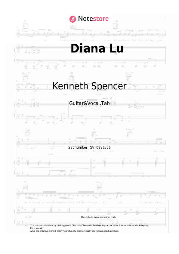 Diana Lu - Kenneth Spencer Chords and Voice - Guitar&Vocal.Tab