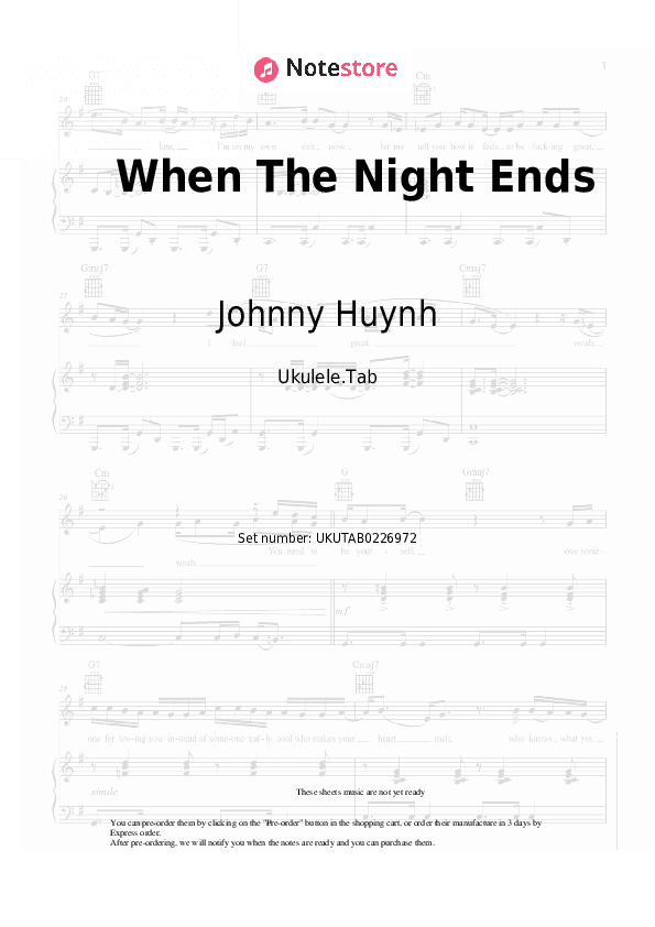 When The Night Ends - Johnny Huynh Sheet Music - Ukulele.Tab