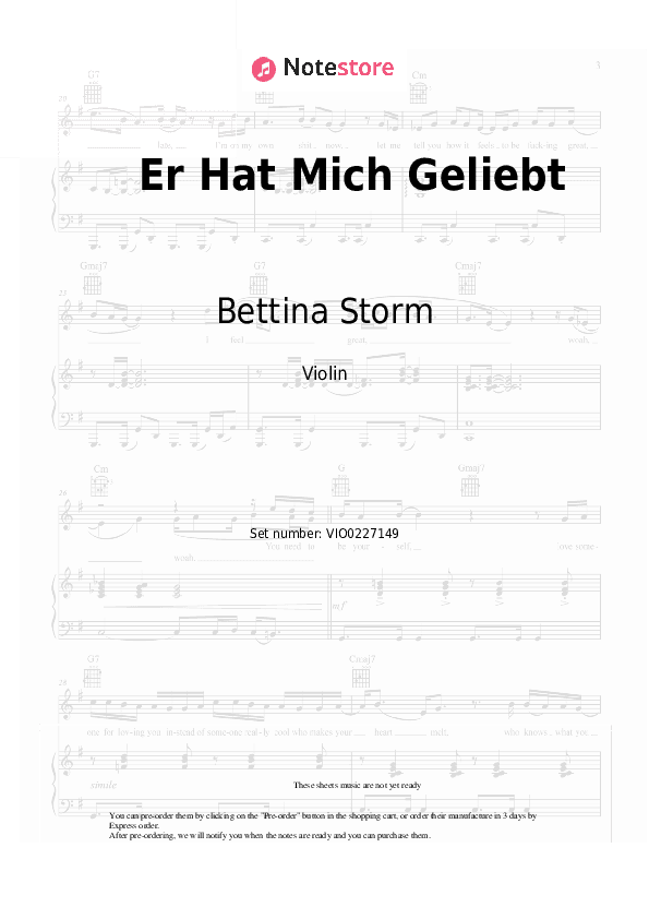 Er Hat Mich Geliebt - Bettina Storm Violin Sheet Music - Violin