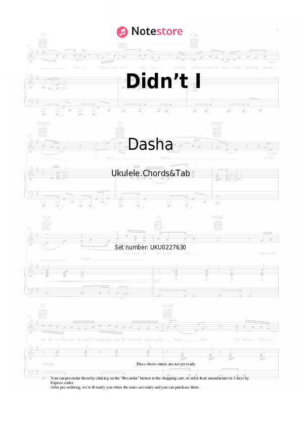 Didn’t I - Dasha Ukulele Sheet Music - Ukulele.Chords&Tab