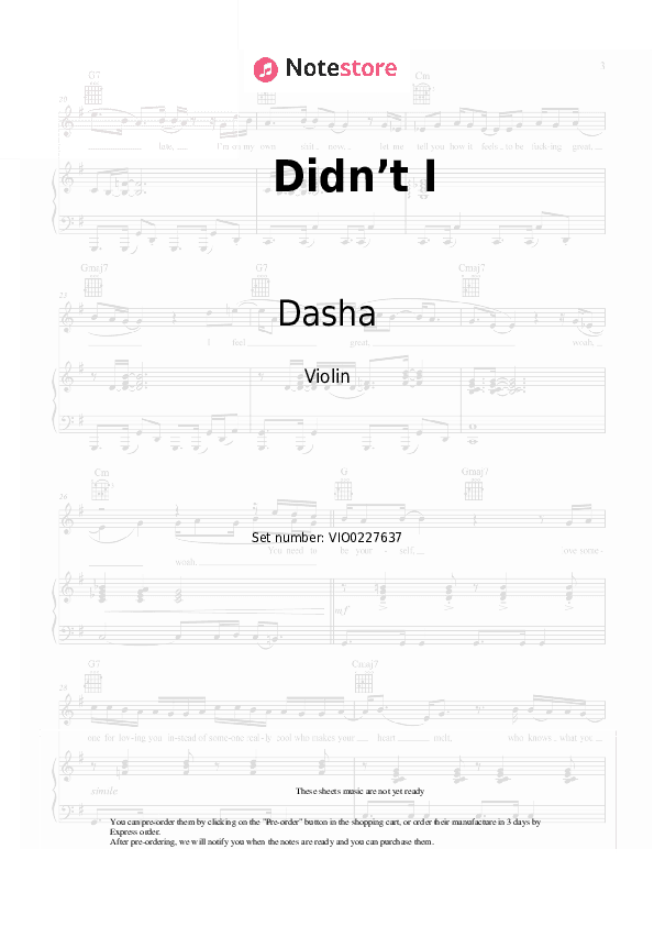Didn’t I - Dasha Violin Sheet Music - Violin