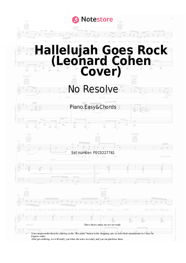Hallelujah Goes Rock (Leonard Cohen Cover) - No Resolve Sheet Music Easy and Chords - Piano.Easy&Chords