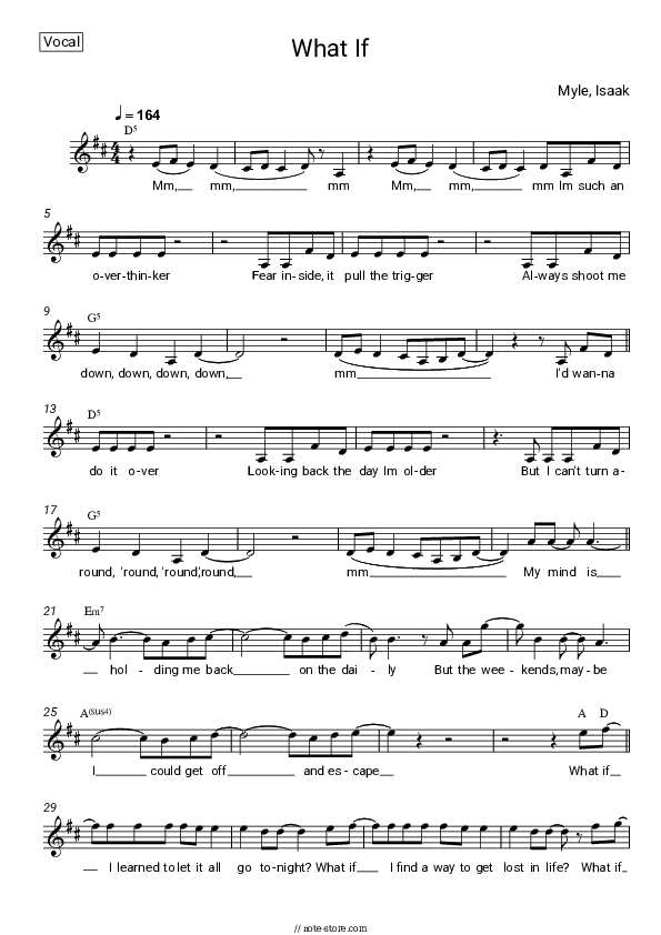 What If - Myle, Isaak Vocal Sheet Music - Vocal