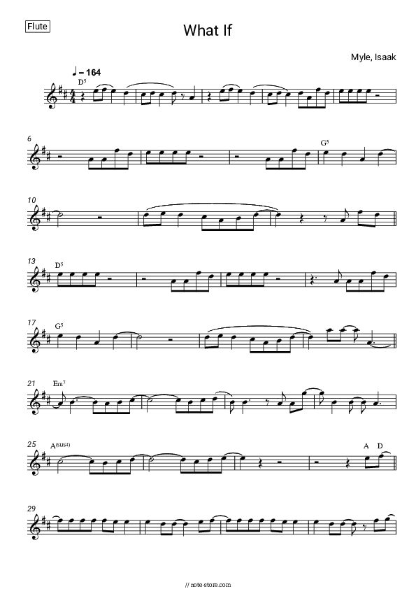 What If - Myle, Isaak Flute Sheet Music - Flute