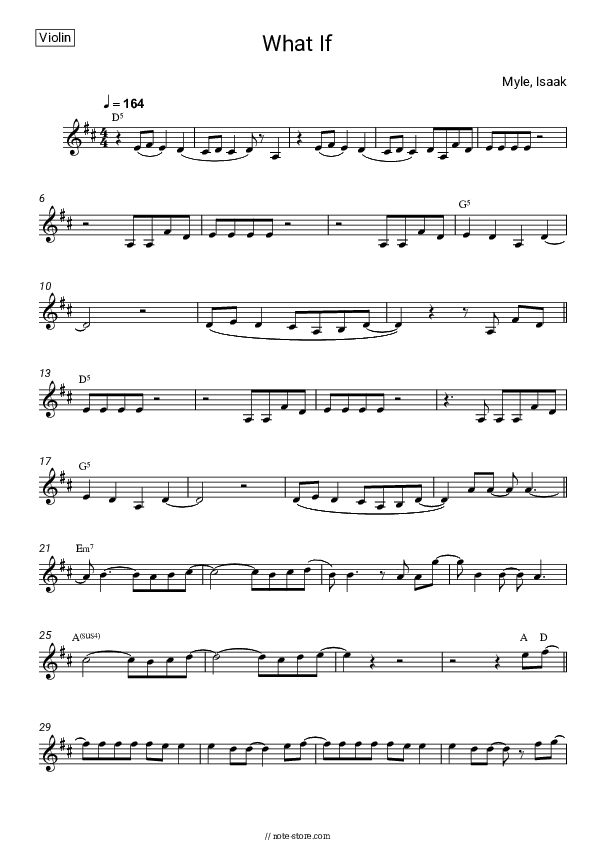 What If - Myle, Isaak Violin Sheet Music - Violin