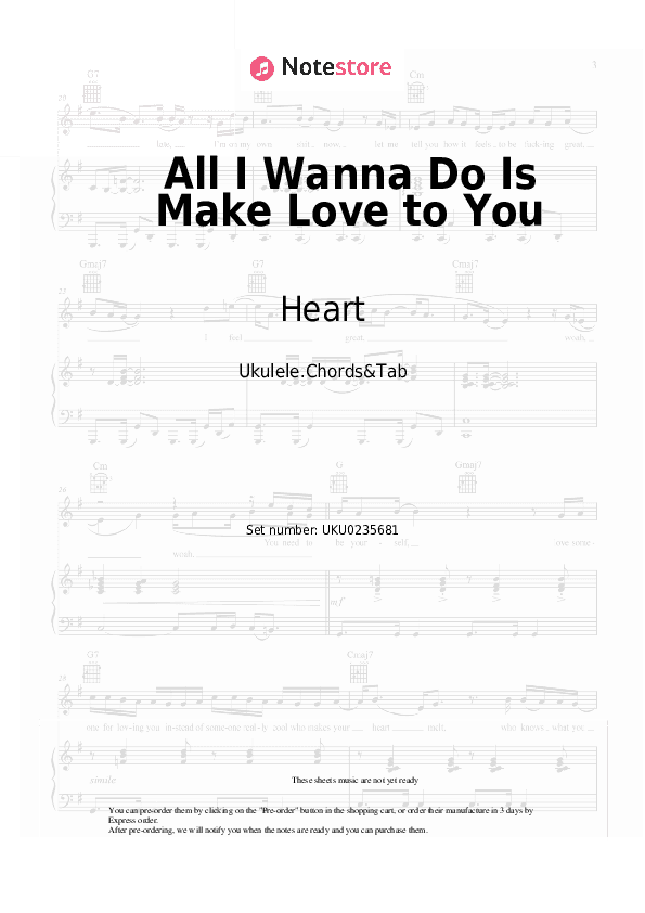 All I Wanna Do Is Make Love to You - Heart Ukulele Sheet Music - Ukulele.Chords&Tab
