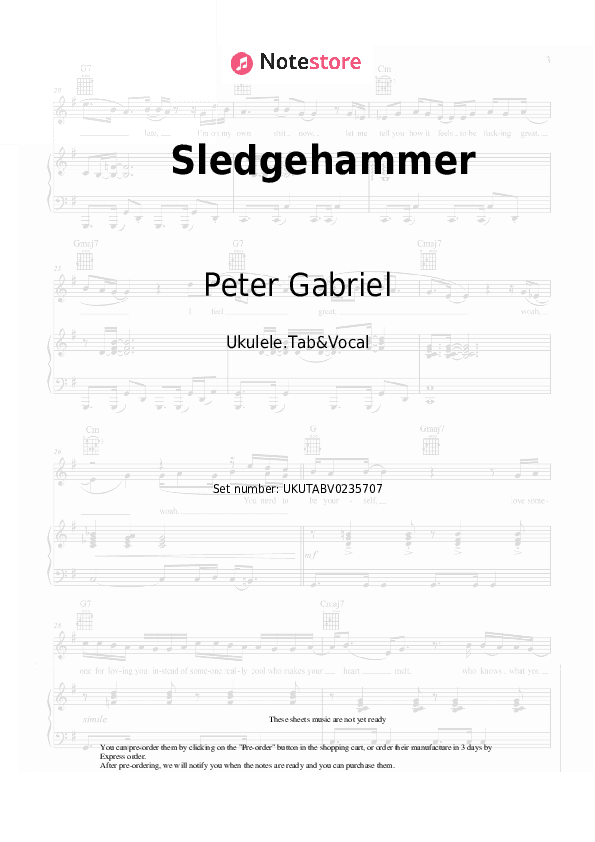 Sledgehammer - Peter Gabriel Sheet Music - Ukulele.Tab&Vocal
