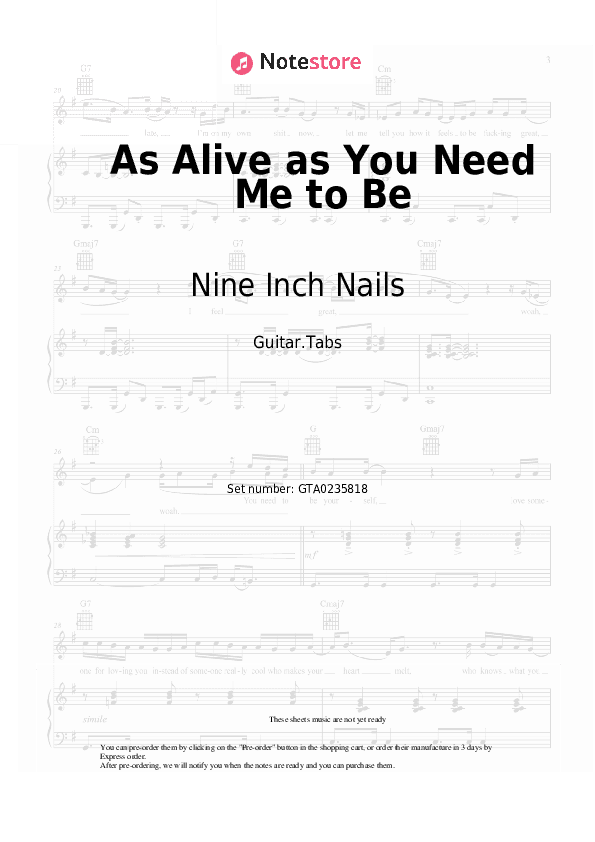 As Alive as You Need Me to Be - Nine Inch Nails Tabs - Guitar.Tabs