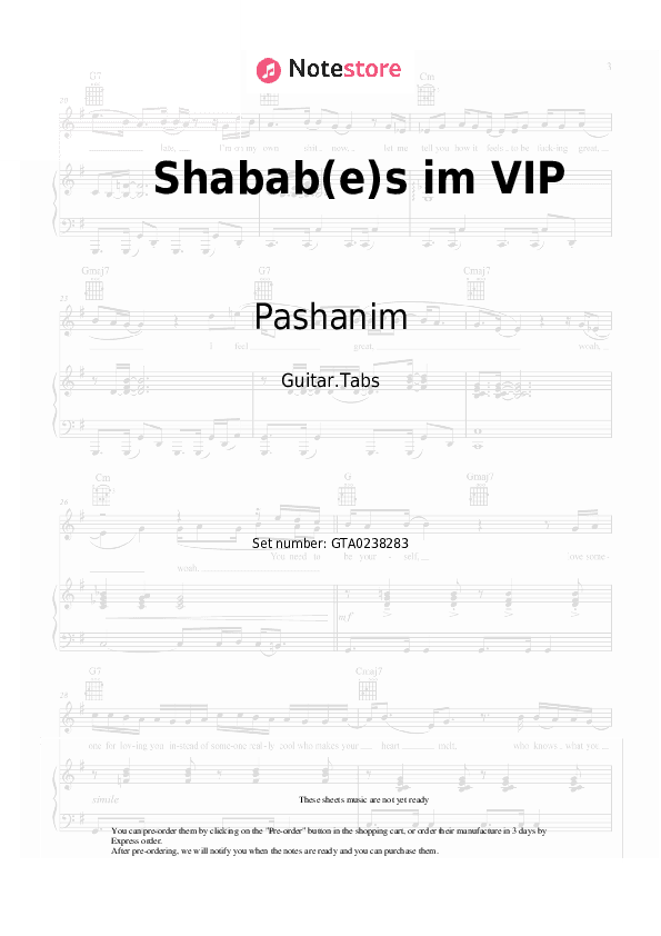 Shabab(e)s im VIP - Pashanim, Ceren Tabs - Guitar.Tabs