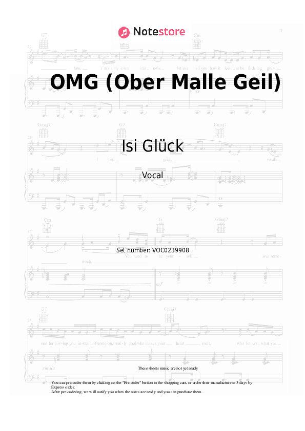 OMG (Ober Malle Geil) - Isi Glück, Pietro Lombardi Vocal Sheet Music - Vocal