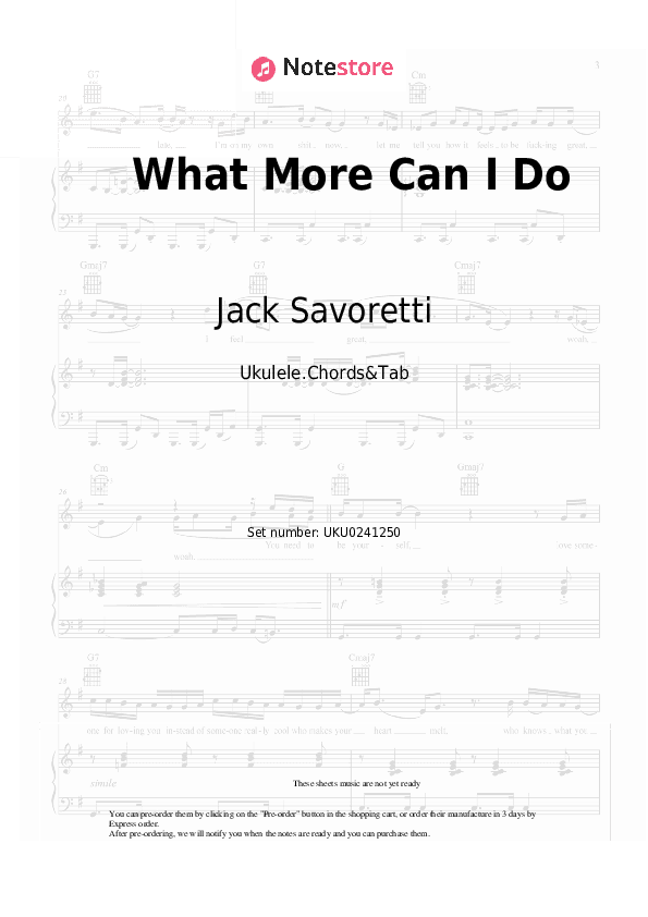 What More Can I Do - Jack Savoretti Ukulele Sheet Music - Ukulele.Chords&Tab