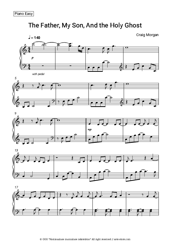 The Father, My Son, And the Holy Ghost - Craig Morgan Piano Sheet Music Easy - Piano.Easy