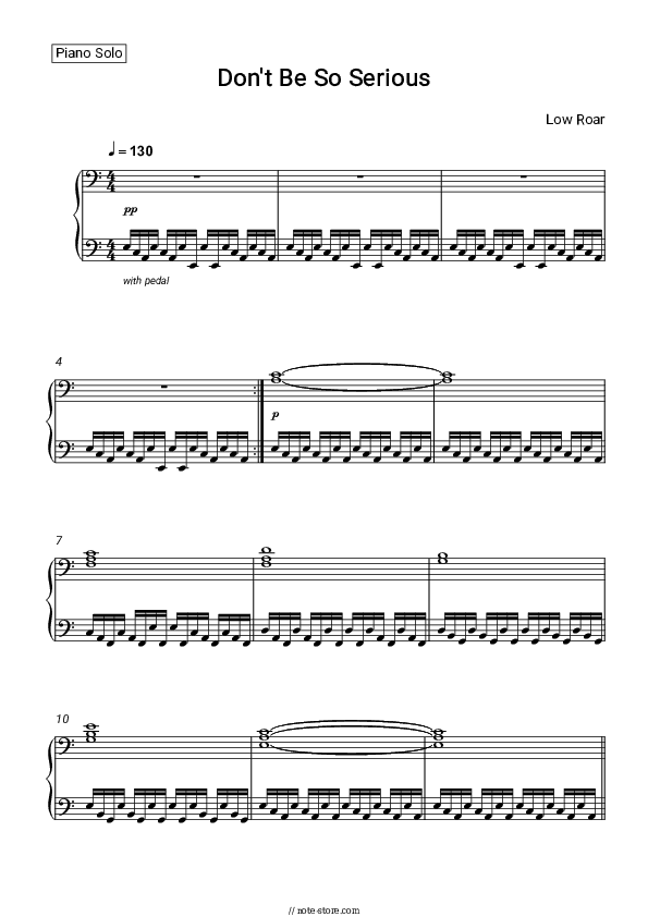 Don't Be So Serious - Low Roar Piano Sheet Music - Piano.Solo