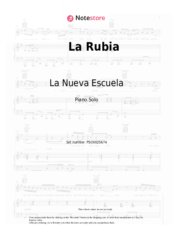 La Rubia - La Nueva Escuela Piano Sheet Music - Piano.Solo