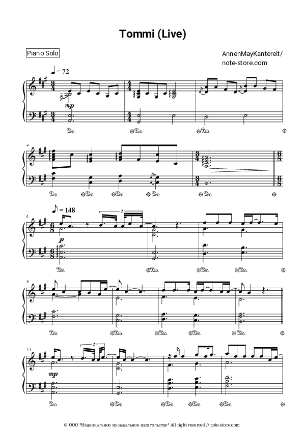 Tommi - AnnenMayKantereit Piano Sheet Music - Piano.Solo