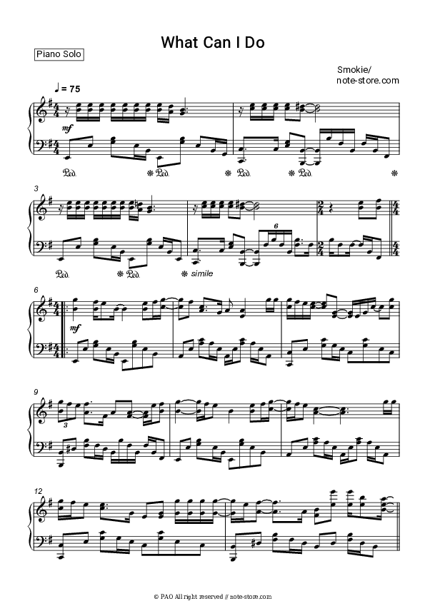 What Can I Do - Smokie Piano Sheet Music - Piano.Solo