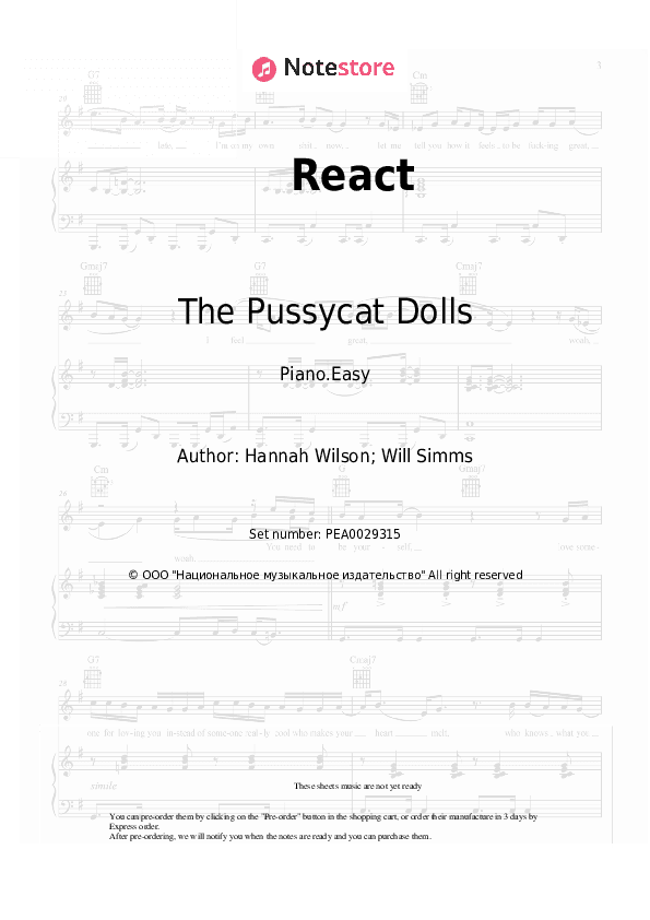 React - The Pussycat Dolls Piano Sheet Music Easy - Piano.Easy