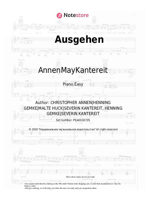 Ausgehen - AnnenMayKantereit Piano Sheet Music Easy - Piano.Easy