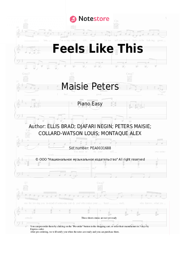 Feels Like This - Maisie Peters Piano Sheet Music Easy - Piano.Easy
