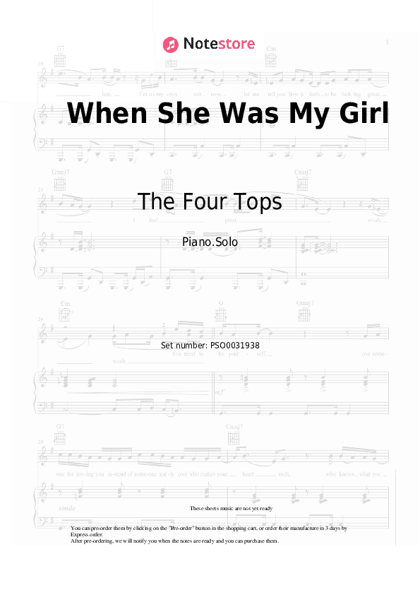 When She Was My Girl - The Four Tops Piano Sheet Music - Piano.Solo