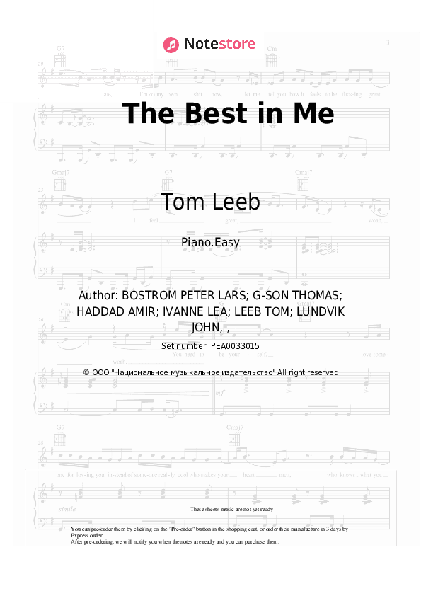 The Best in Me - Tom Leeb Piano Sheet Music Easy - Piano.Easy