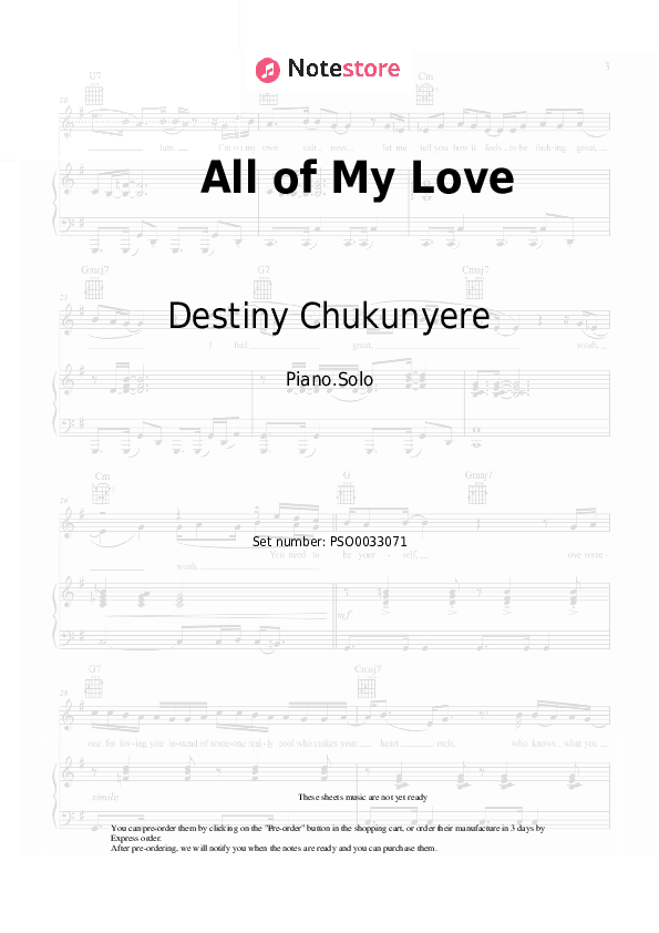 All of My Love - Destiny Chukunyere Piano Sheet Music - Piano.Solo