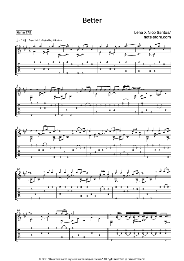 Better - Lena, Nico Santos Tabs - Guitar.Tabs