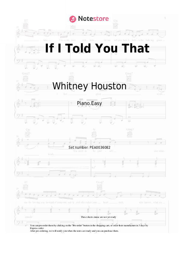 If I Told You That - Whitney Houston, George Michael Piano Sheet Music Easy - Piano.Easy
