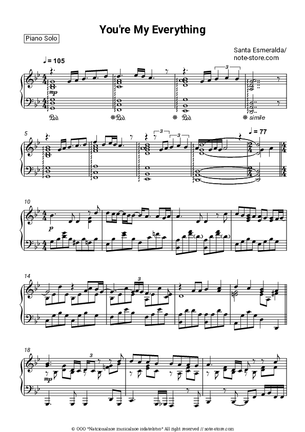 You're My Everything - Santa Esmeralda Piano Sheet Music - Piano.Solo