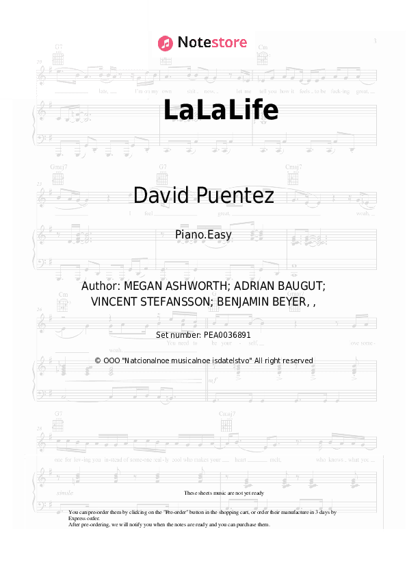 LaLaLife - David Puentez Piano Sheet Music Easy - Piano.Easy