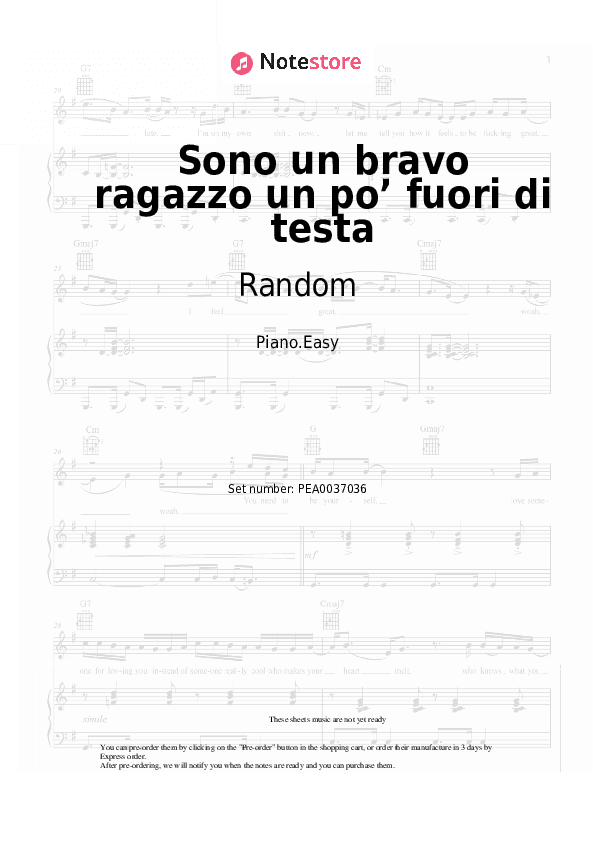Sono un bravo ragazzo un po’ fuori di testa - Random Piano Sheet Music Easy - Piano.Easy