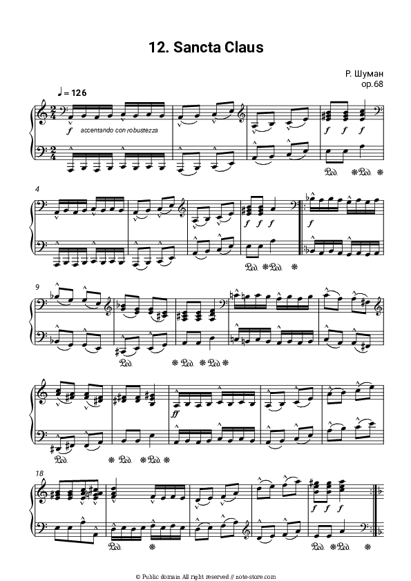 Op. 68, No. 12 (Knecht Ruprecht) - Robert Schumann Piano Sheet Music - Piano.Solo